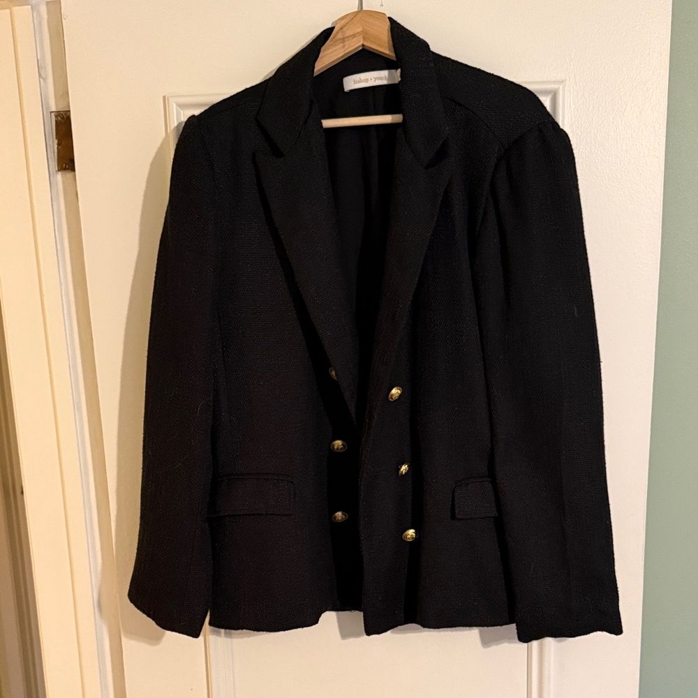 Anthropologie Black Blazer with Gold Buttons